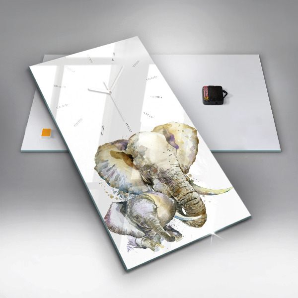 Reloj de vidrio vertical Animales pintados Elefante - espejomat.es