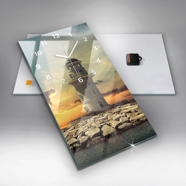 Reloj de cristal vertical Faro en el mar - espejomat.es