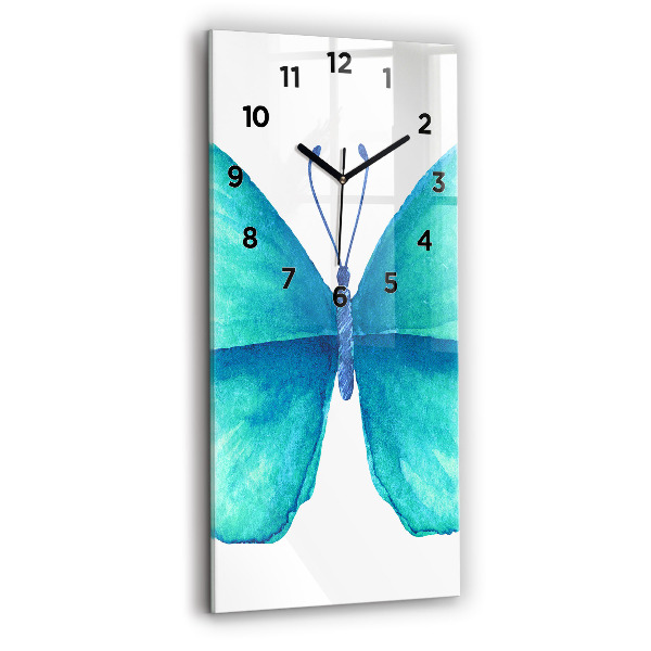 Reloj de cristal vertical Mariposa turquesa de verano - espejomat.es