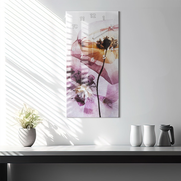 Reloj de cristal vertical Amapolas secas Flores - espejomat.es