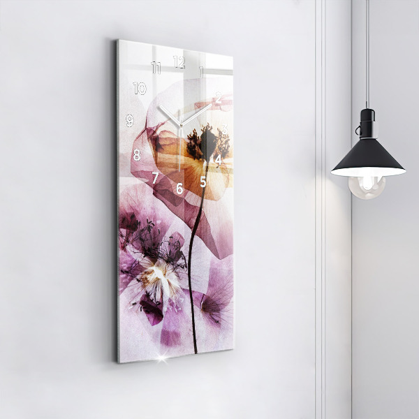 Reloj de cristal vertical Amapolas secas Flores - espejomat.es