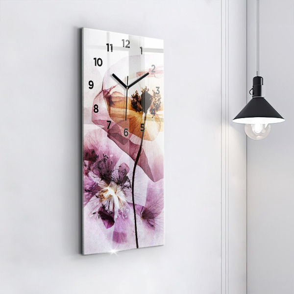 Reloj de cristal vertical Amapolas secas Flores - espejomat.es