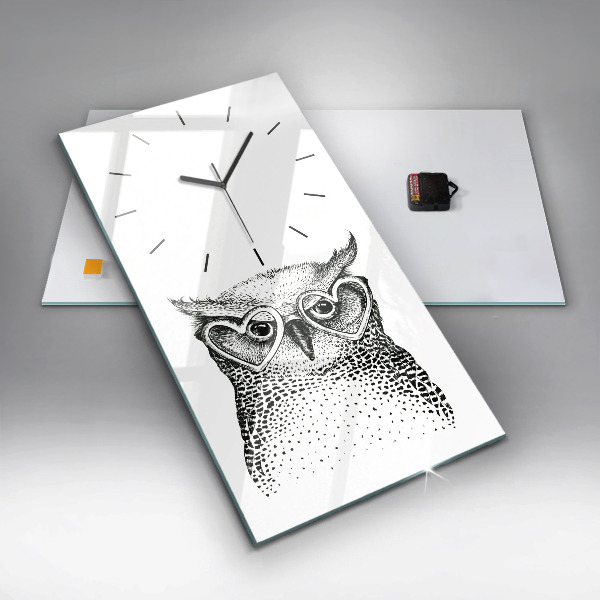 Reloj de cristal vertical Búho dibujado con gafas - espejomat.es