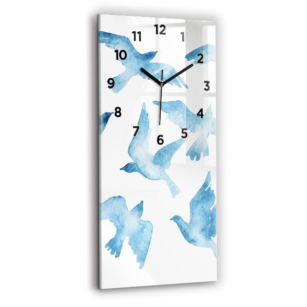 Reloj de vidrio vertical Pájaros azules volando - espejomat.es