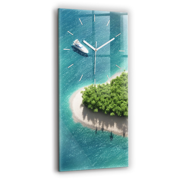 Reloj de vidrio vertical Isla corazón - espejomat.es