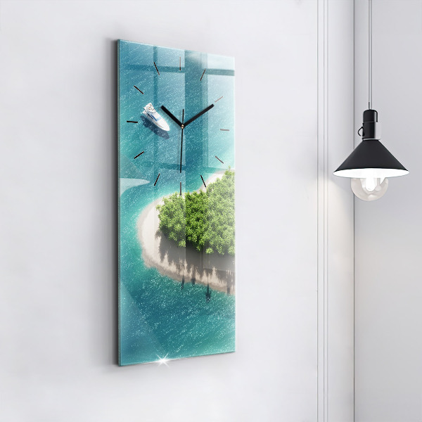 Reloj de vidrio vertical Isla corazón - espejomat.es