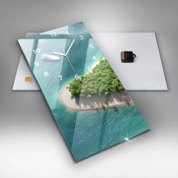 Reloj de vidrio vertical Isla corazón - espejomat.es