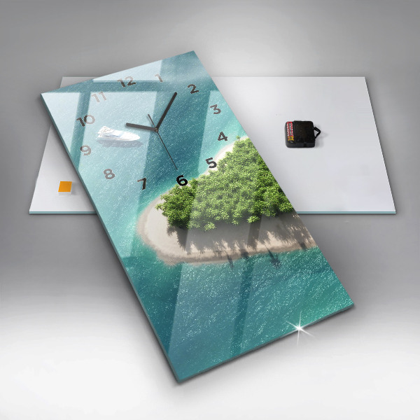 Reloj de vidrio vertical Isla corazón - espejomat.es