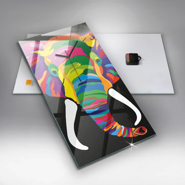 Reloj de vidrio vertical Elefante de colores - espejomat.es