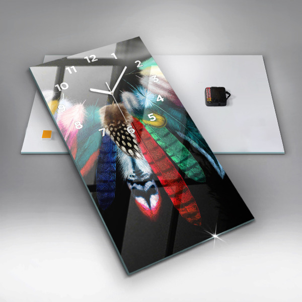 Reloj de cristal vertical Plumas de pájaro en colores - espejomat.es