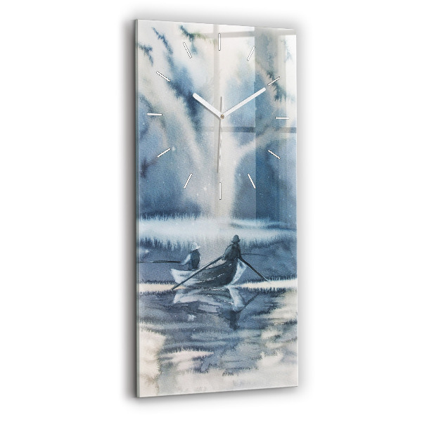 Reloj vertical Pescador en un lago - espejomat.es