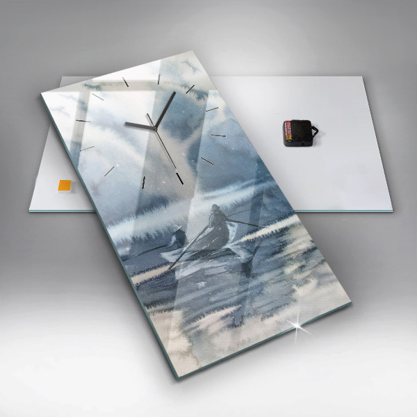 Reloj vertical Pescador en un lago - espejomat.es