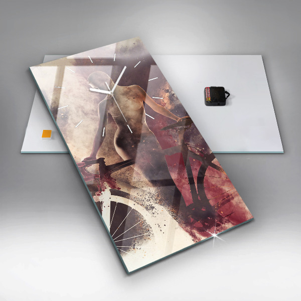 Reloj vertical Mujer y bicicleta - espejomat.es