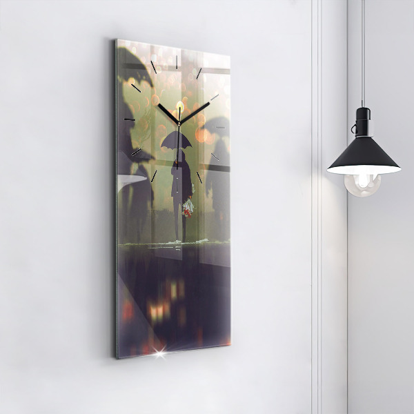 Reloj de cristal vertical Gente con paraguas - espejomat.es