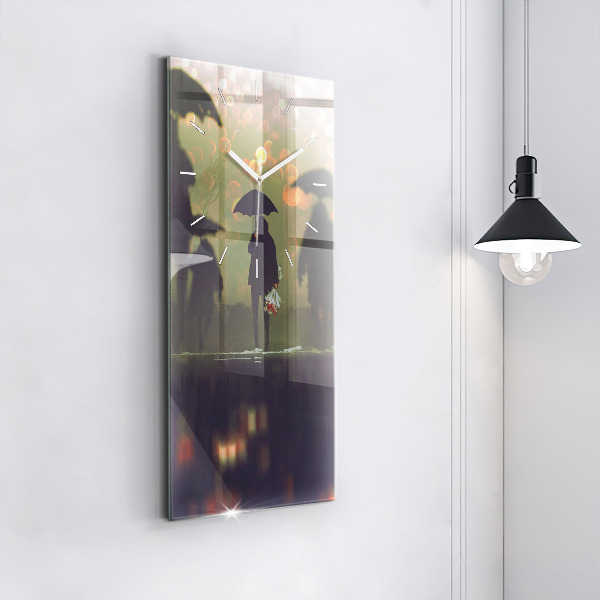 Reloj de cristal vertical Gente con paraguas - espejomat.es