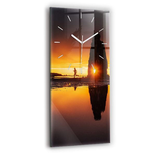Reloj de vidrio vertical Corredor y puesta de sol - espejomat.es