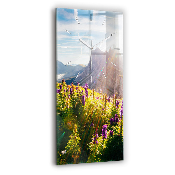Reloj de vidrio vertical Pradera de lavanda - espejomat.es