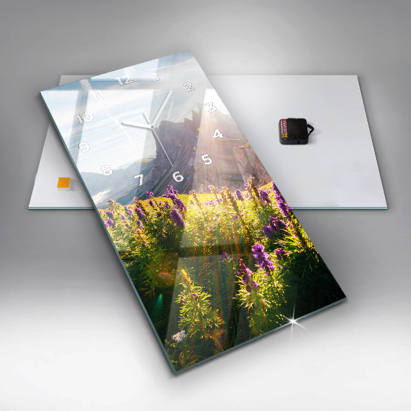 Reloj de vidrio vertical Pradera de lavanda - espejomat.es
