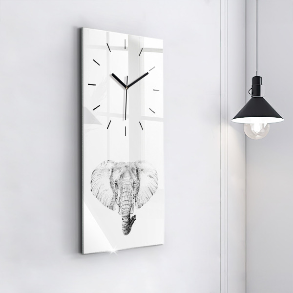 Reloj de vidrio vertical Vector cabeza de elefante - espejomat.es