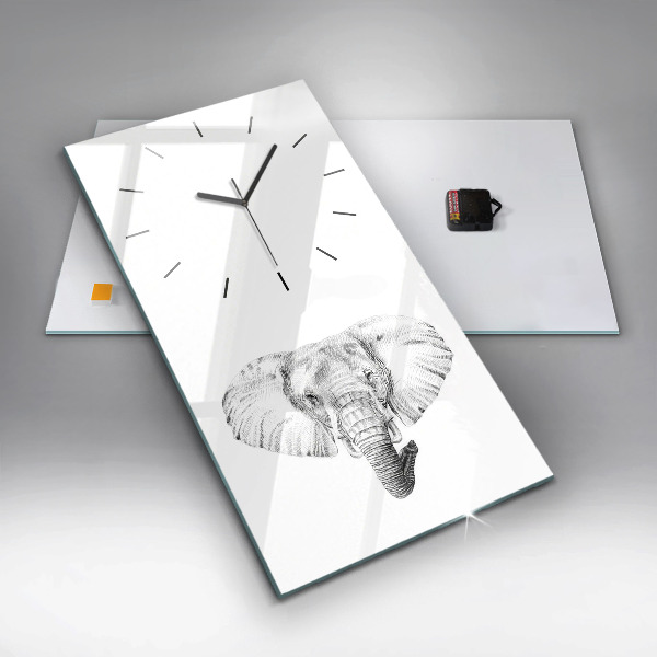 Reloj de vidrio vertical Vector cabeza de elefante - espejomat.es