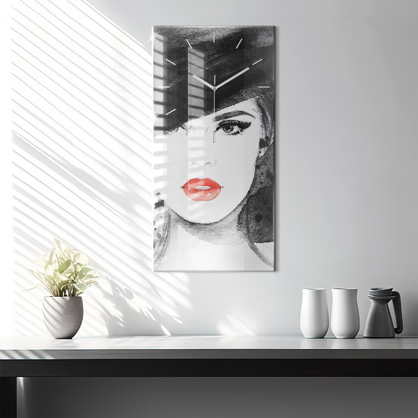 Reloj de vidrio vertical Mujer con sombrero - espejomat.es