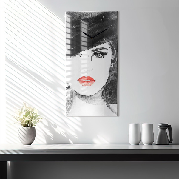 Reloj de vidrio vertical Mujer con sombrero - espejomat.es