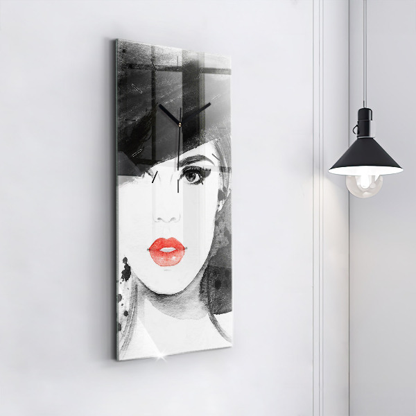 Reloj de vidrio vertical Mujer con sombrero - espejomat.es