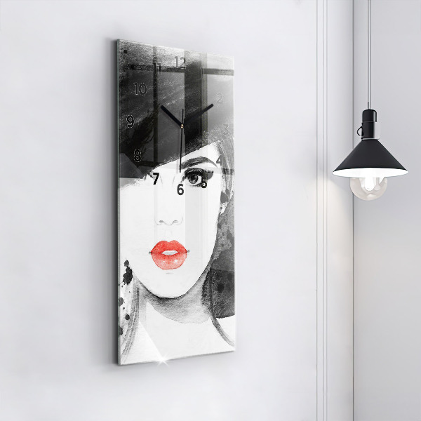 Reloj de vidrio vertical Mujer con sombrero - espejomat.es