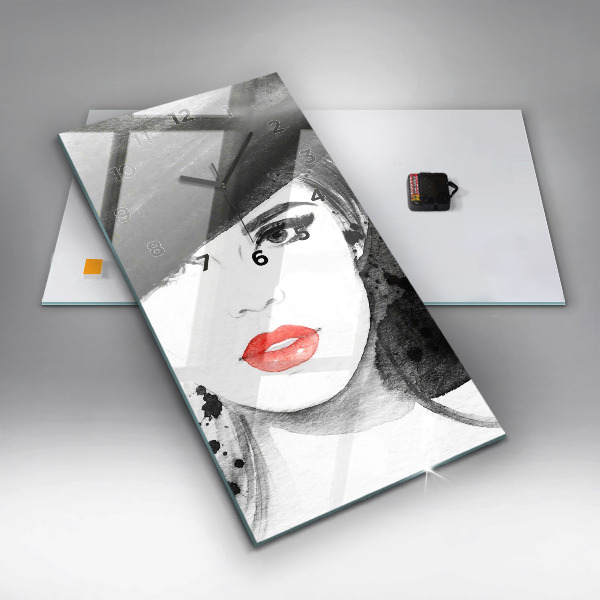Reloj de vidrio vertical Mujer con sombrero - espejomat.es