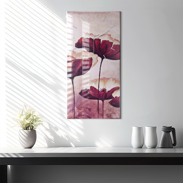 Reloj de cristal vertical Flores Amapola en flor - espejomat.es