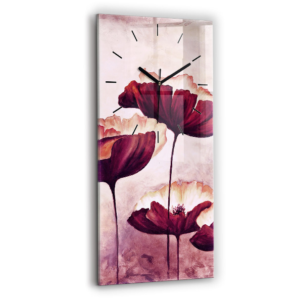 Reloj de cristal vertical Flores Amapola en flor - espejomat.es
