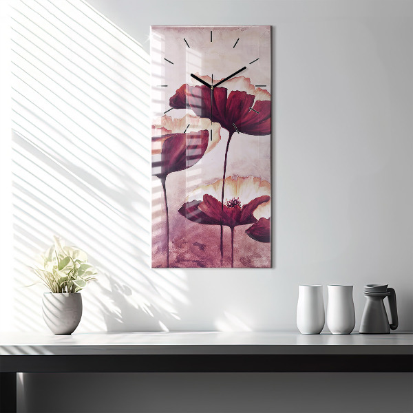 Reloj de cristal vertical Flores Amapola en flor - espejomat.es