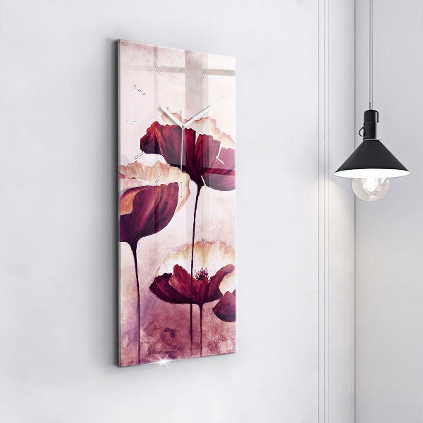 Reloj de cristal vertical Flores Amapola en flor - espejomat.es