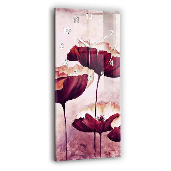 Reloj de cristal vertical Flores Amapola en flor - espejomat.es