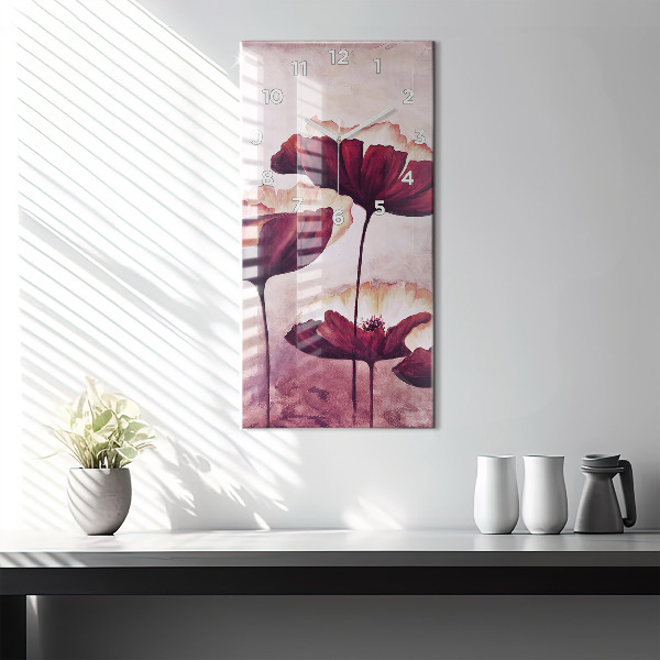 Reloj de cristal vertical Flores Amapola en flor - espejomat.es