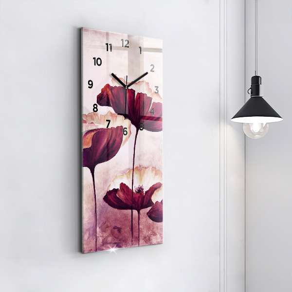 Reloj de cristal vertical Flores Amapola en flor - espejomat.es