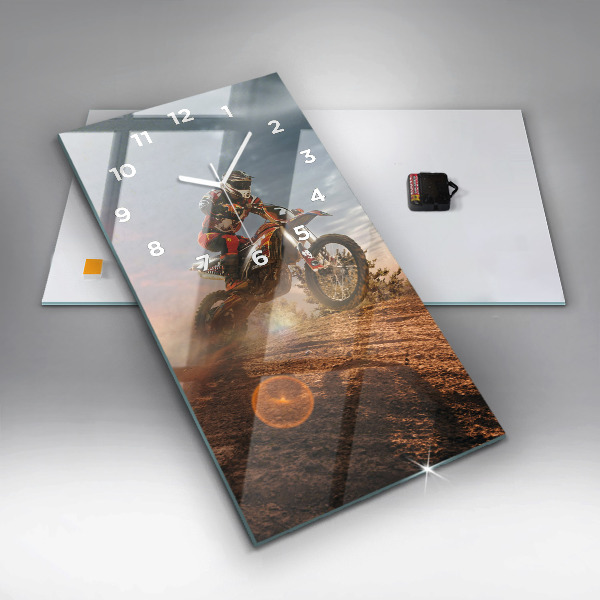 Reloj de cristal vertical Hombre en moto - espejomat.es