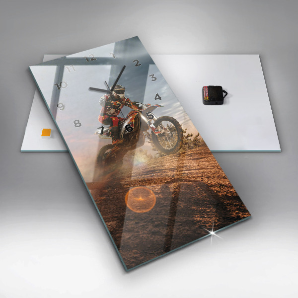 Reloj de cristal vertical Hombre en moto - espejomat.es