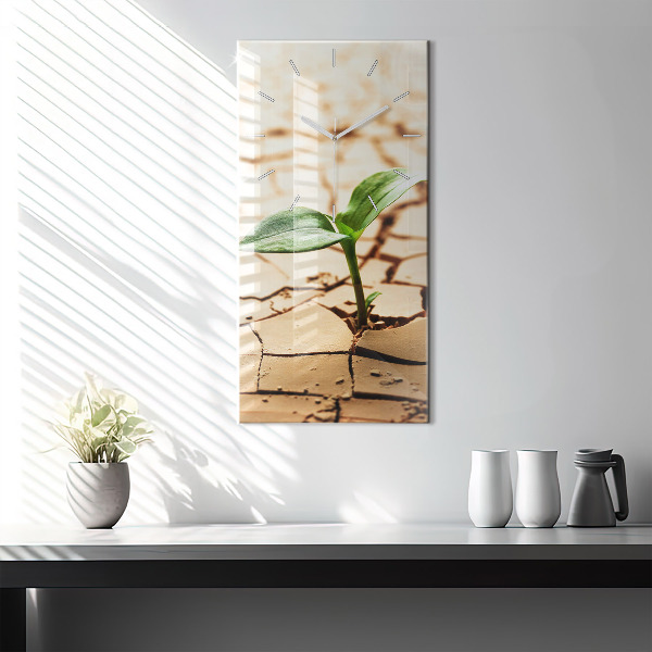 Reloj de cristal vertical Planta en tierra seca - espejomat.es