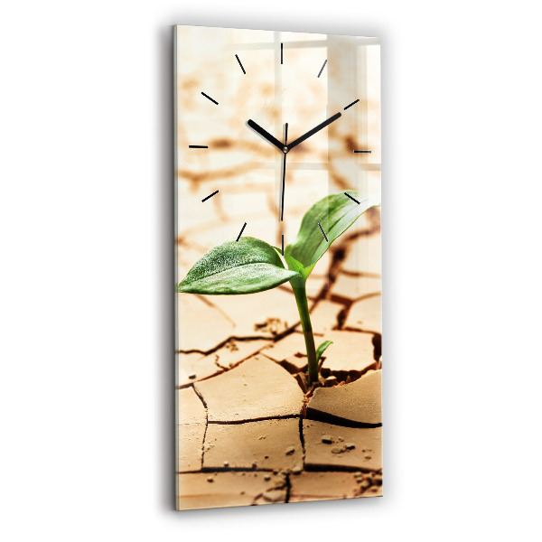 Reloj de cristal vertical Planta en tierra seca - espejomat.es