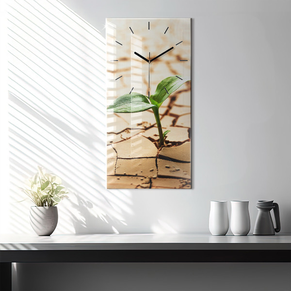Reloj de cristal vertical Planta en tierra seca - espejomat.es