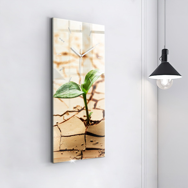Reloj de cristal vertical Planta en tierra seca - espejomat.es