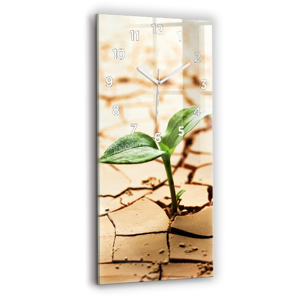 Reloj de cristal vertical Planta en tierra seca - espejomat.es
