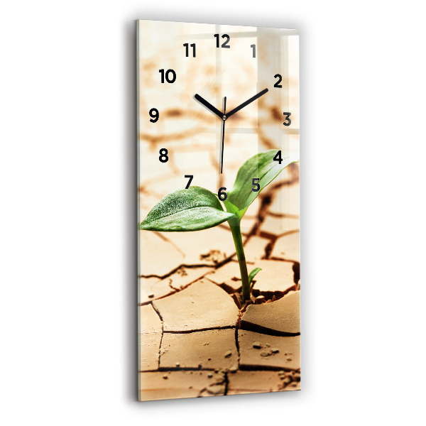 Reloj de cristal vertical Planta en tierra seca - espejomat.es