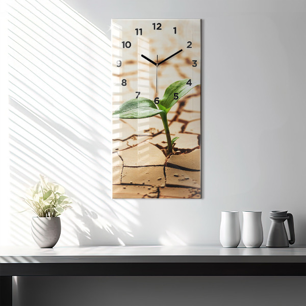 Reloj de cristal vertical Planta en tierra seca - espejomat.es