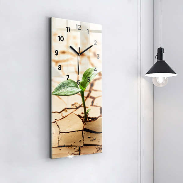 Reloj de cristal vertical Planta en tierra seca - espejomat.es