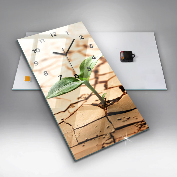 Reloj de cristal vertical Planta en tierra seca - espejomat.es