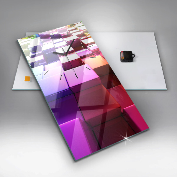 Reloj de vidrio vertical Cubos de colores - espejomat.es