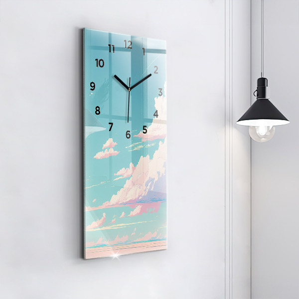 Reloj de vidrio vertical Cielo color pastel - espejomat.es