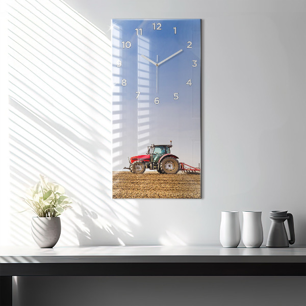 Reloj de vidrio vertical Granjero en tractor - espejomat.es